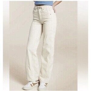 We The Free People Jeans 31 High Rise Aster Relax Straight 90s Street Neutral